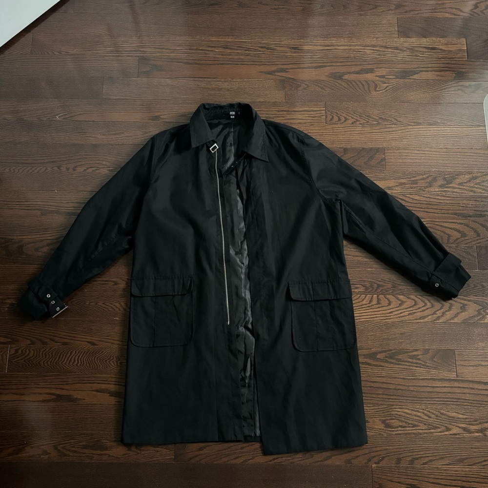 BEDO XL Black Trench Coat Jacket (Rain, Wind, Fall) 55 Cotton, 45 Nylon, New